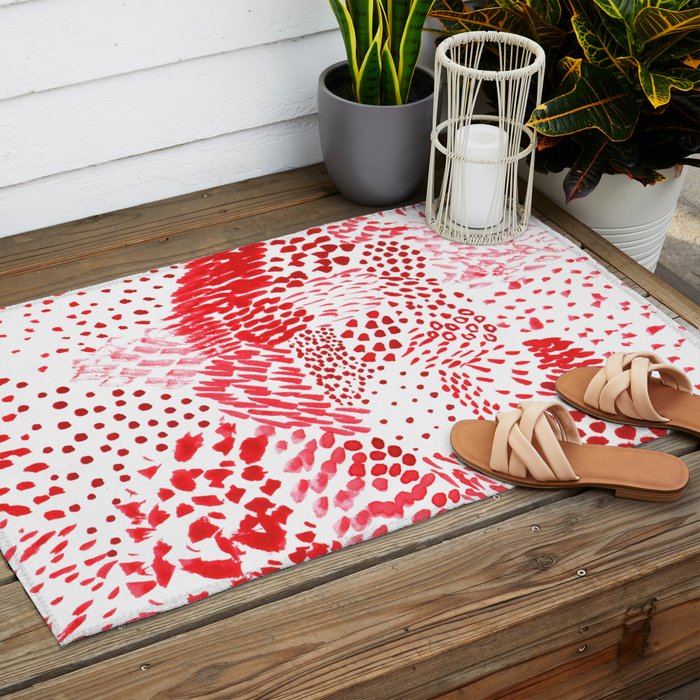 Watercolor Red Rhythm Outdoor Rug Gallery Image 2