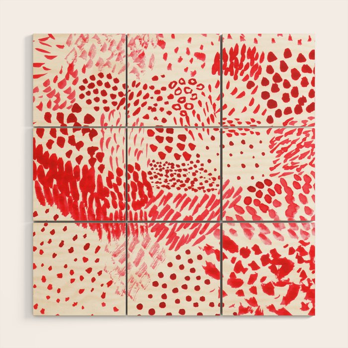 Watercolor Red Rhythm Wood Wall Art Gallery Image 1