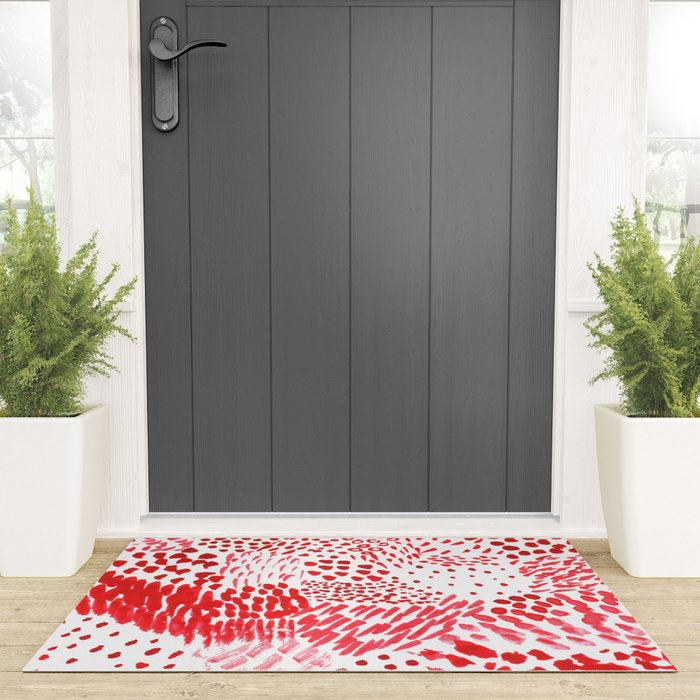 Watercolor Red Rhythm Welcome Mat Gallery Image 3