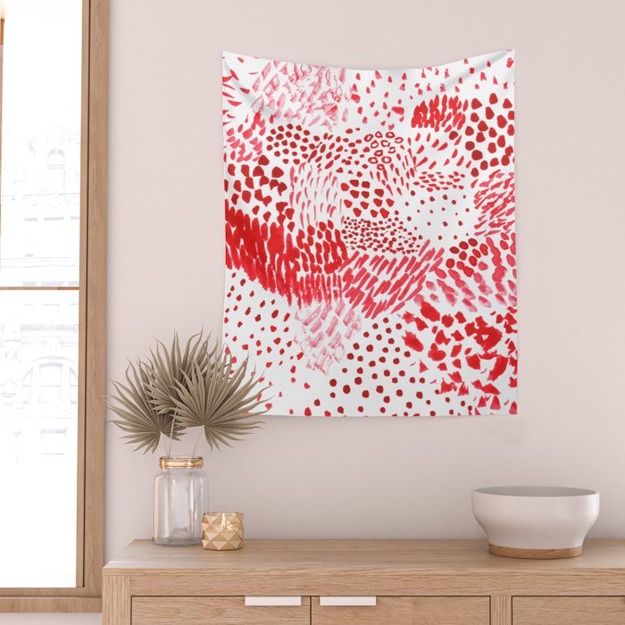 Watercolor Red Rhythm Wall Tapestry Gallery Image 2