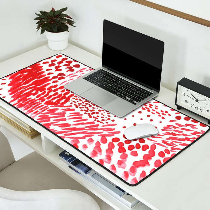 Watercolor Red Rhythm Desk Mat Gallery Image 2