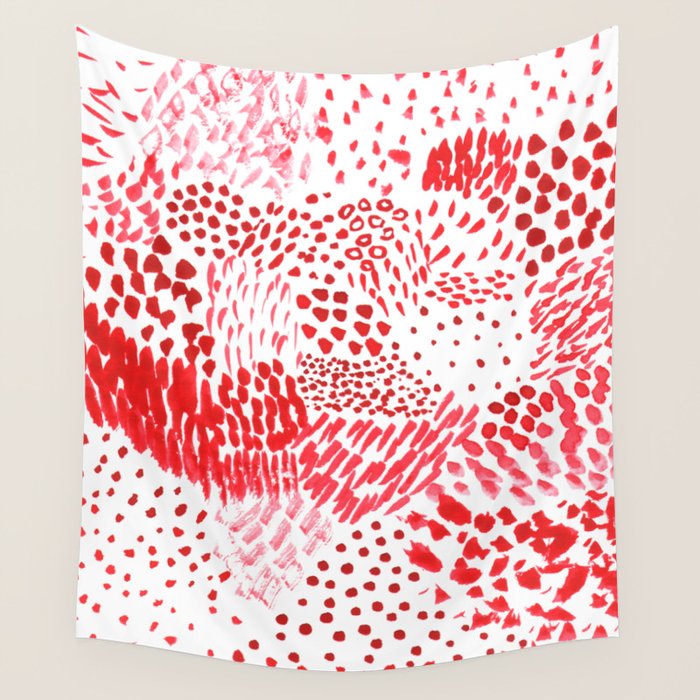 Watercolor Red Rhythm Wall Tapestry Gallery Image 4