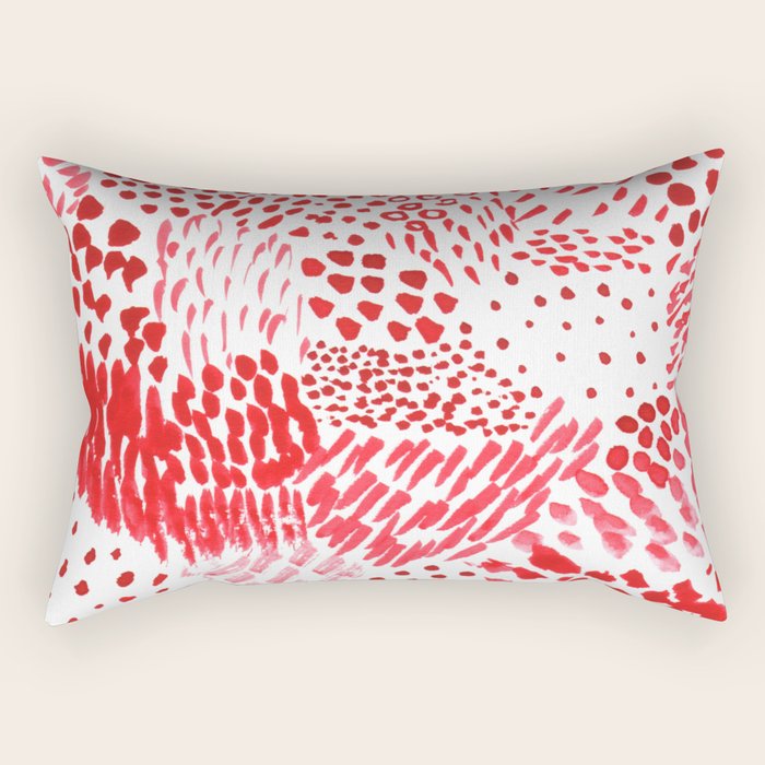 Watercolor Red Rhythm Rectangular Pillow Gallery Image 1