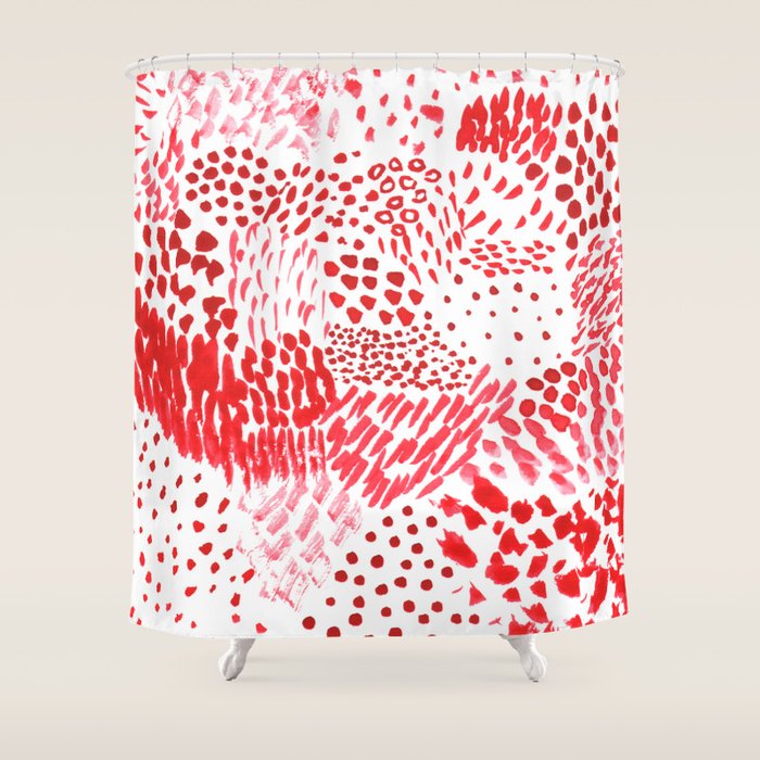 Watercolor Red Rhythm Shower Curtain Gallery Image 1