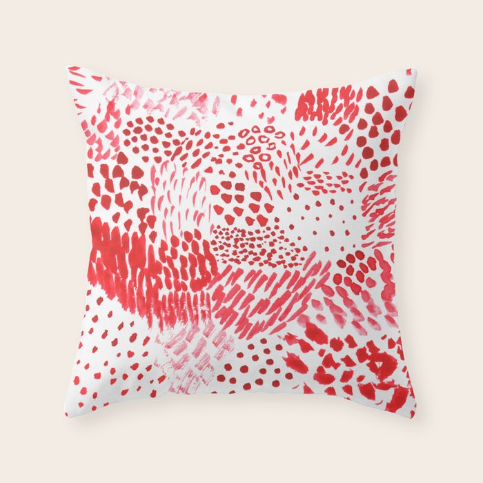 Watercolor Red Rhythm Throw Pillow Gallery Image 1