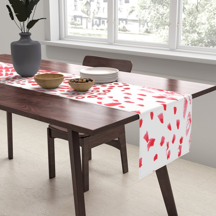 Watercolor Red Rhythm Table Runner Gallery Image 2