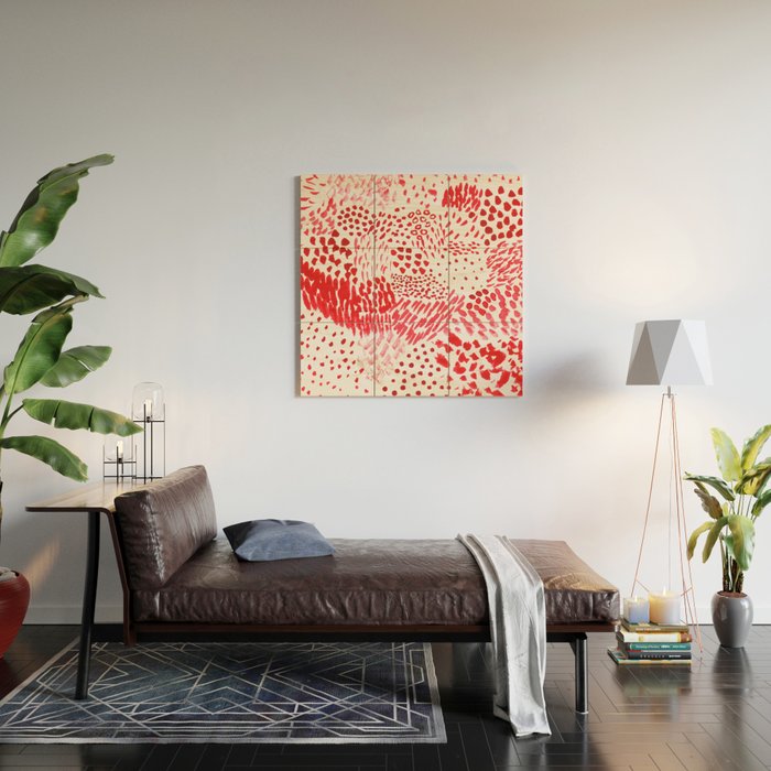 Watercolor Red Rhythm Wood Wall Art Gallery Image 2