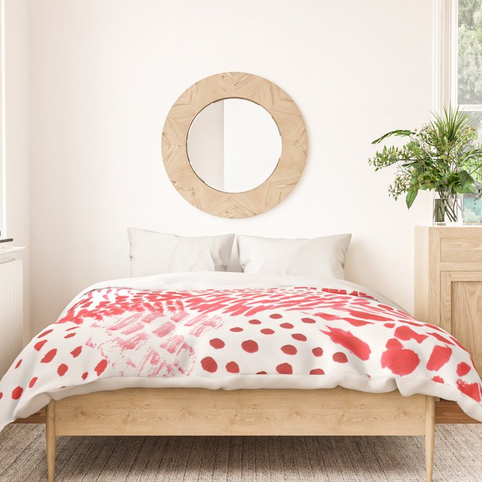 Watercolor Red Rhythm Duvet Cover Gallery Image 3