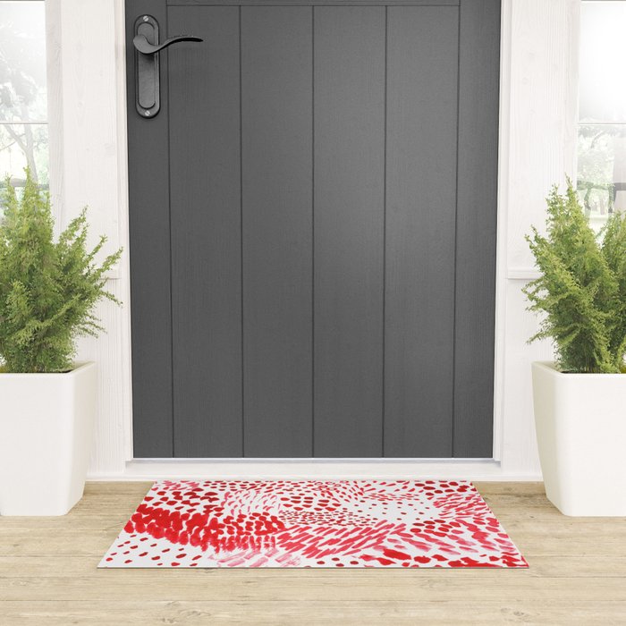 Watercolor Red Rhythm Welcome Mat Gallery Image 3