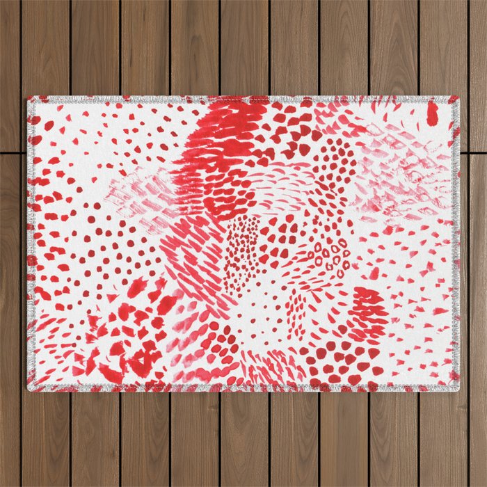 Watercolor Red Rhythm Outdoor Rug Gallery Image 1