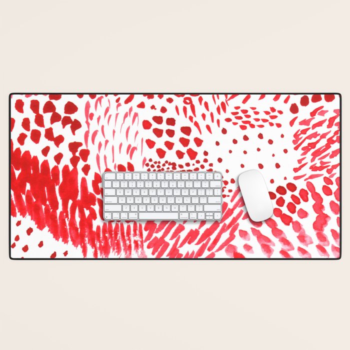 Watercolor Red Rhythm Desk Mat Gallery Image 1