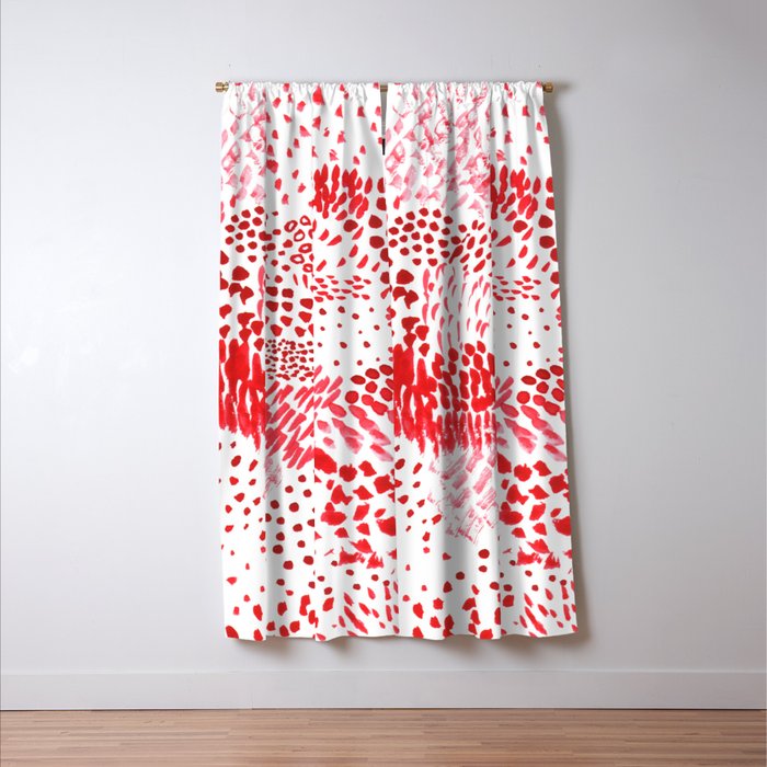 Watercolor Red Rhythm Window Curtain Gallery Image 3