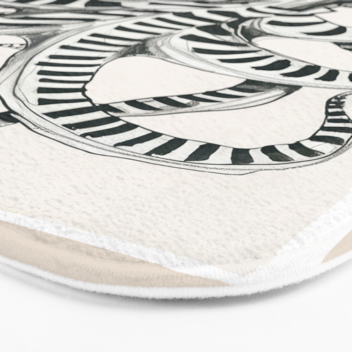 Striped Octopus Ink Drawing Bath Mat Gallery Image 3