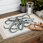 Striped Octopus Ink Drawing Outdoor Rug Gallery Image 2