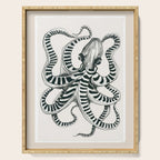 Striped Octopus Ink Drawing Serving Tray Gallery Image 1