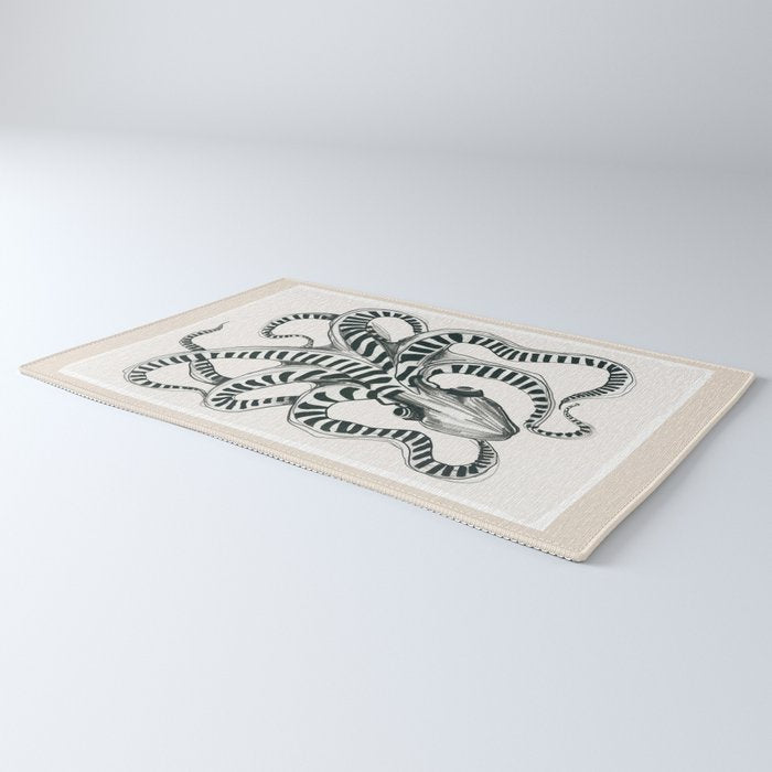Striped Octopus Ink Drawing Rug Gallery Image 3