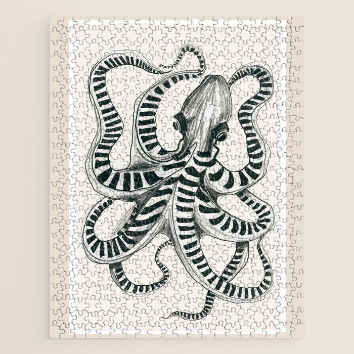 Striped Octopus Ink Drawing Jigsaw Puzzle Gallery Image 1