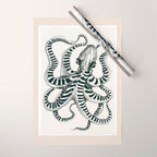 Striped Octopus Ink Drawing Wrapping Paper Gallery Image 1
