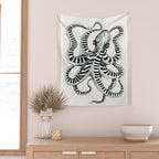 Striped Octopus Ink Drawing Wall Tapestry Gallery Image 2