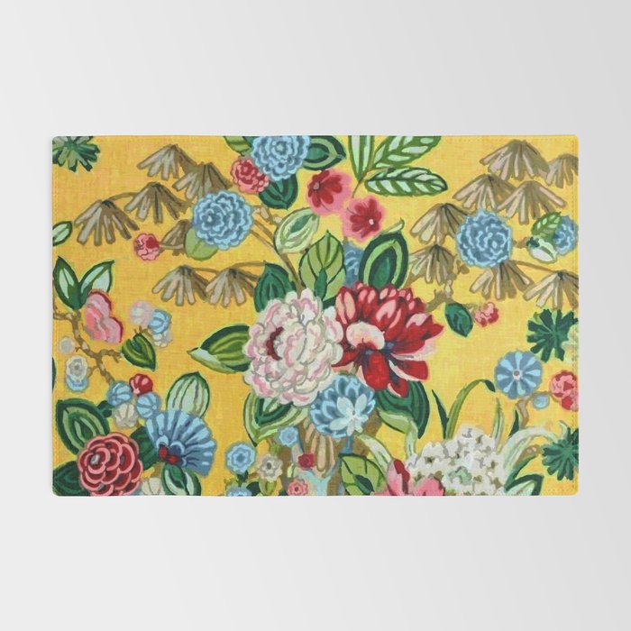 Vintage Chinoiserie Floral Wallpaper Digital Vector Painting Rug Gallery Image 2