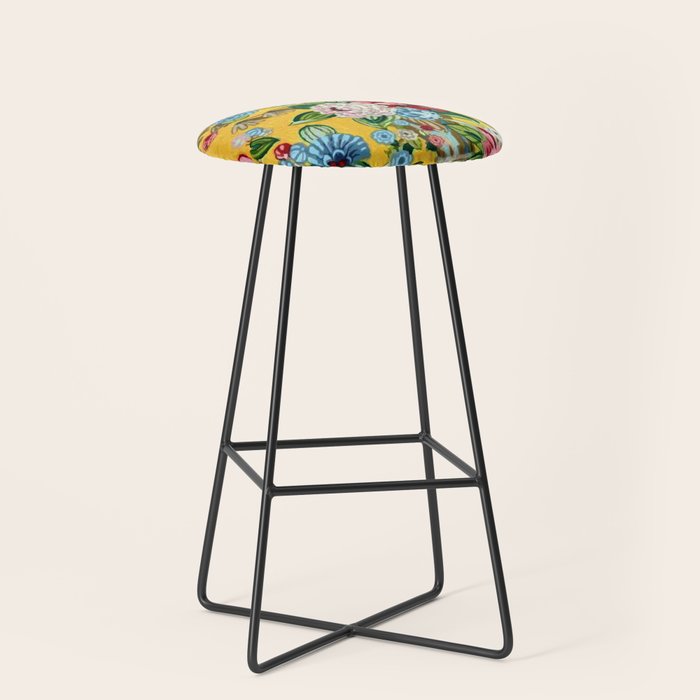 Vintage Chinoiserie Floral Wallpaper Digital Vector Painting Stool Gallery Image 1