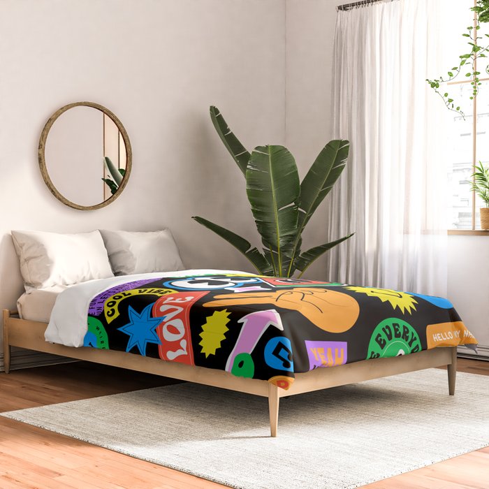 Retro cartoon sticker pattern Comforter Gallery Image 2