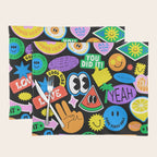 Retro cartoon sticker pattern Placemat Gallery Image 1