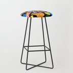 Retro cartoon sticker pattern Stool Gallery Image 1
