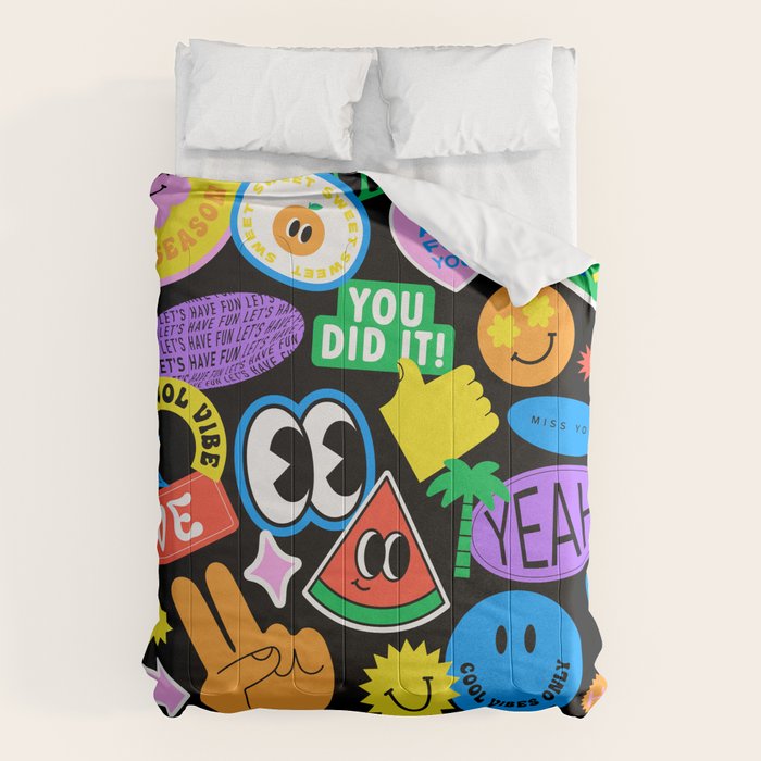 Retro cartoon sticker pattern Comforter Gallery Image 6