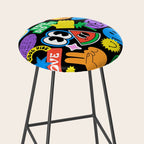 Retro cartoon sticker pattern Stool Gallery Image 2