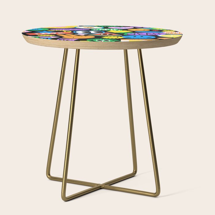 Retro cartoon sticker pattern Side Table Gallery Image 1