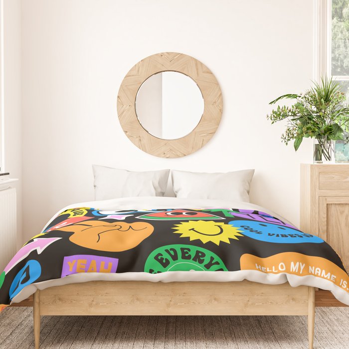 Retro cartoon sticker pattern Duvet Cover Gallery Image 3