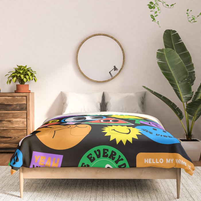 Retro cartoon sticker pattern Comforter Gallery Image 3