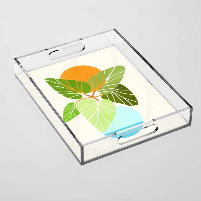 Tropical Symmetry II Abstract Sunset Landscape Acrylic Tray Gallery Image 1