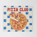 Pizza Club Retro Slice Illustration Throw Blanket Gallery Image 2