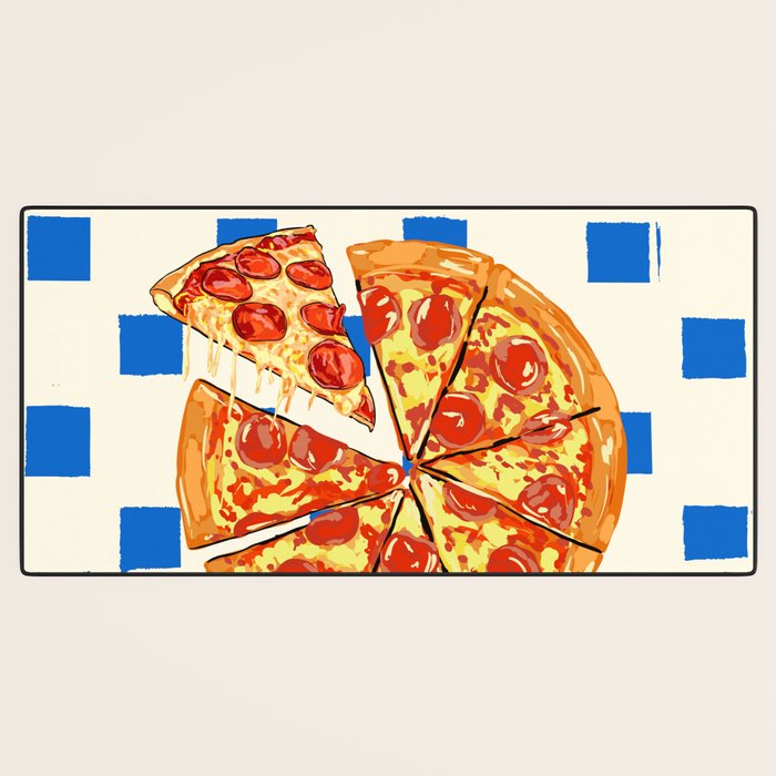 Pizza Club Retro Slice Illustration Desk Mat Gallery Image 3