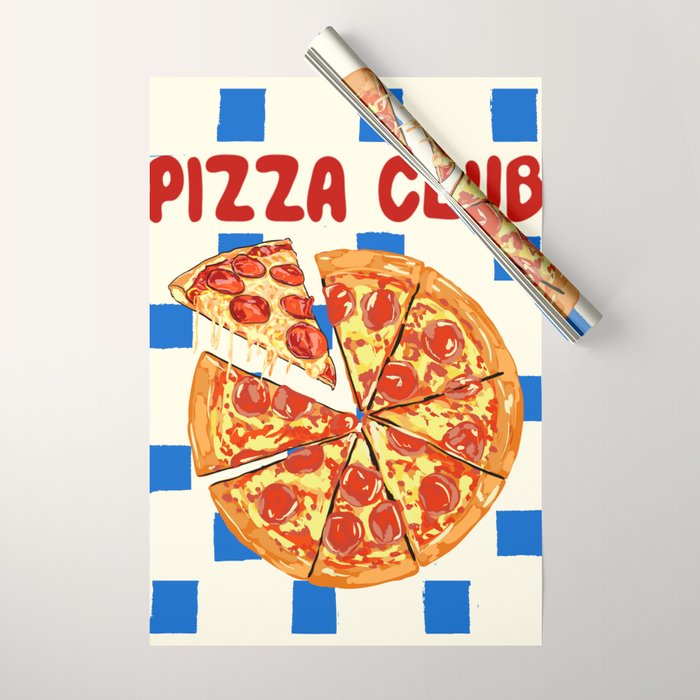 Pizza Club Retro Slice Illustration Wrapping Paper Gallery Image 1
