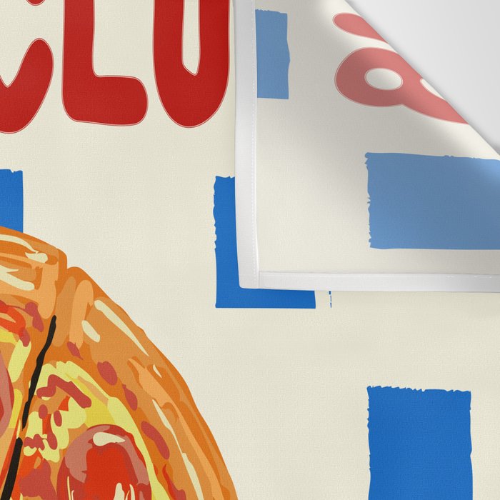 Pizza Club Retro Slice Illustration Wall Tapestry Gallery Image 3