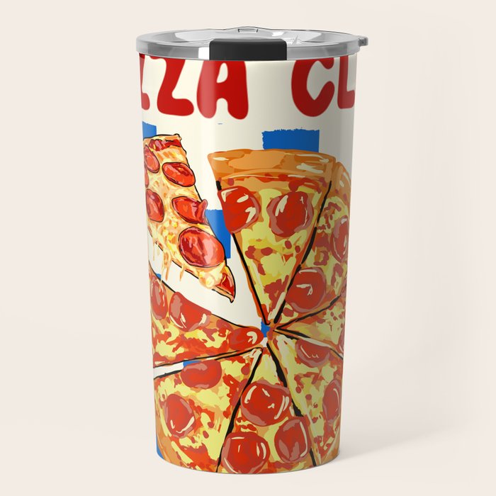 Pizza Club Retro Slice Illustration Travel Mug Gallery Image 1