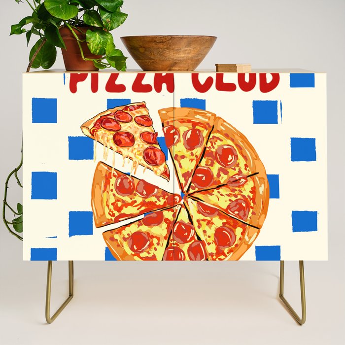 Pizza Club Retro Slice Illustration Credenza Gallery Image 1