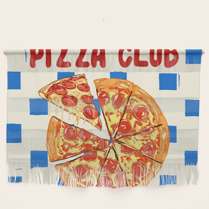Pizza Club Retro Slice Illustration Wall Hanging Gallery Image 1