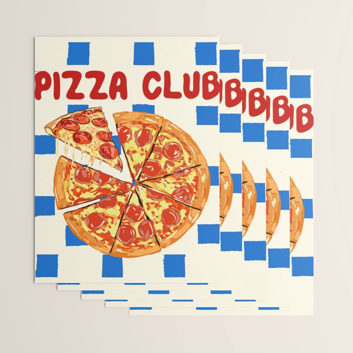 Pizza Club Retro Slice Illustration Wrapping Paper Gallery Image 3