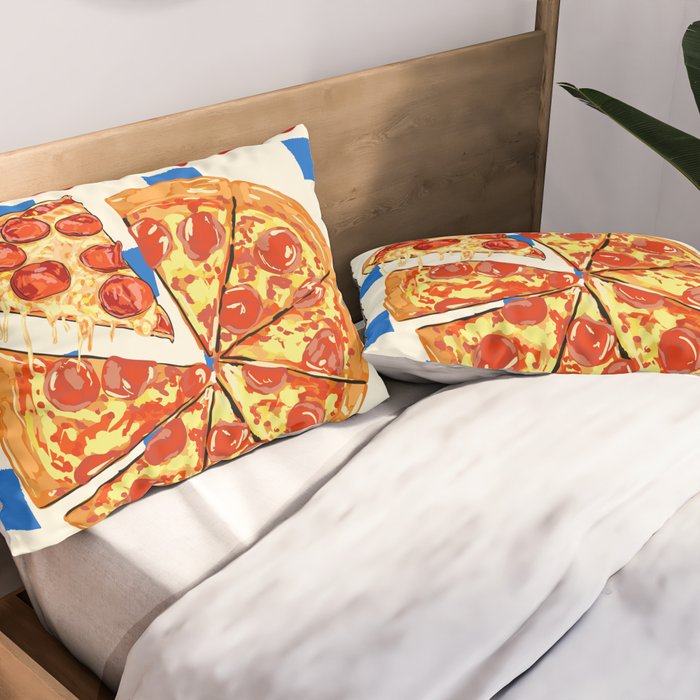 Pizza Club Retro Slice Illustration Pillow Sham Gallery Image 2