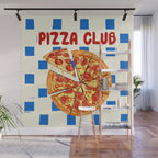 Pizza Club Retro Slice Illustration Wall Mural Gallery Image 1
