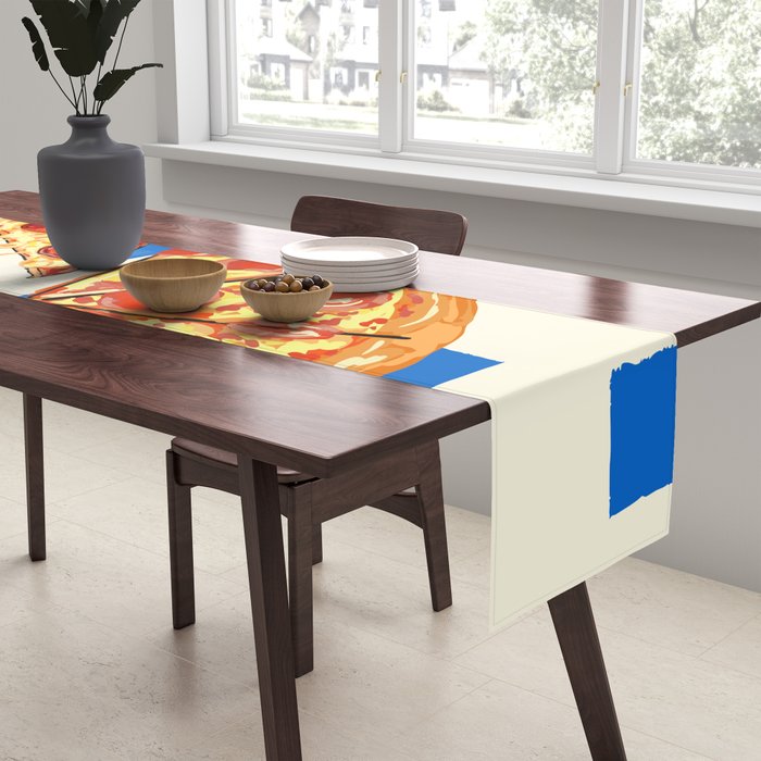 Pizza Club Retro Slice Illustration Table Runner Gallery Image 2