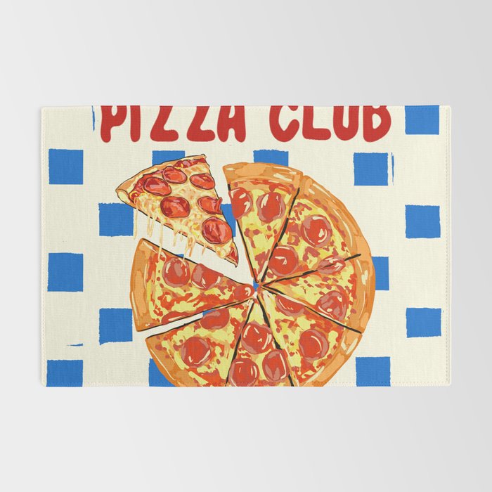 Pizza Club Retro Slice Illustration Rug Gallery Image 2