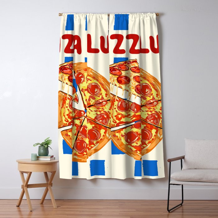 Pizza Club Retro Slice Illustration Window Curtain Gallery Image 5