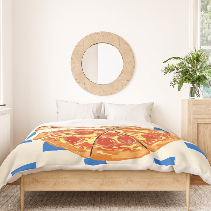 Pizza Club Retro Slice Illustration Duvet Cover Gallery Image 3