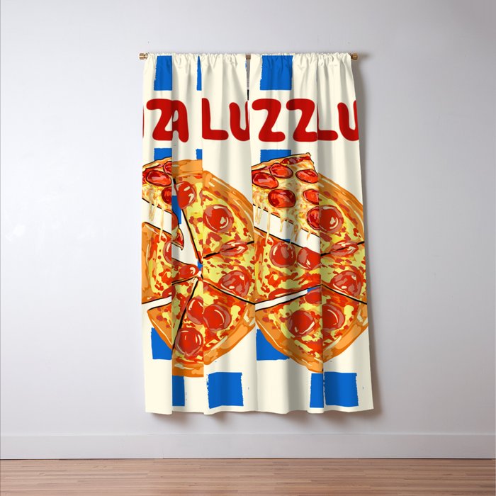 Pizza Club Retro Slice Illustration Window Curtain Gallery Image 3