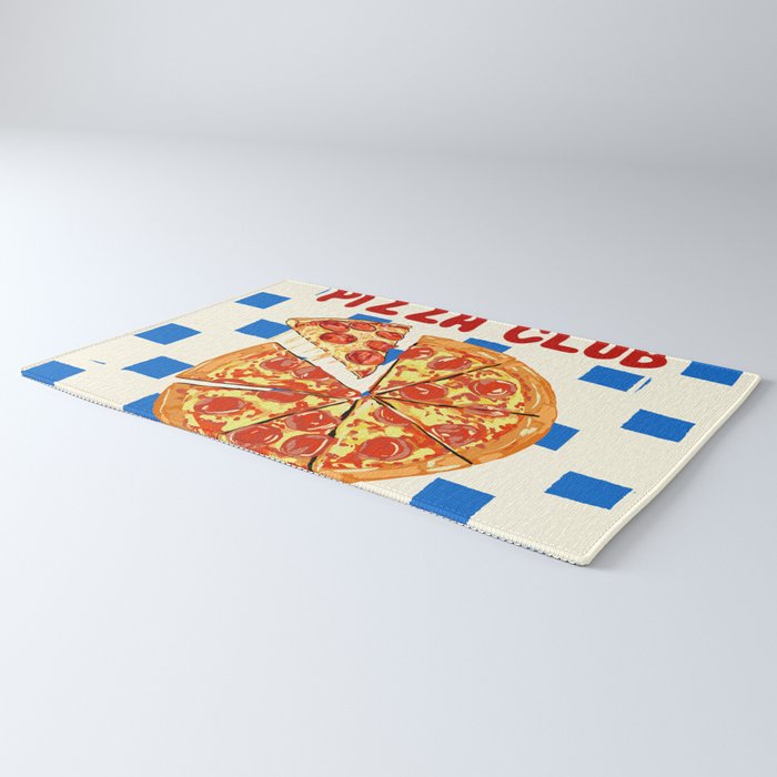 Pizza Club Retro Slice Illustration Rug Gallery Image 3